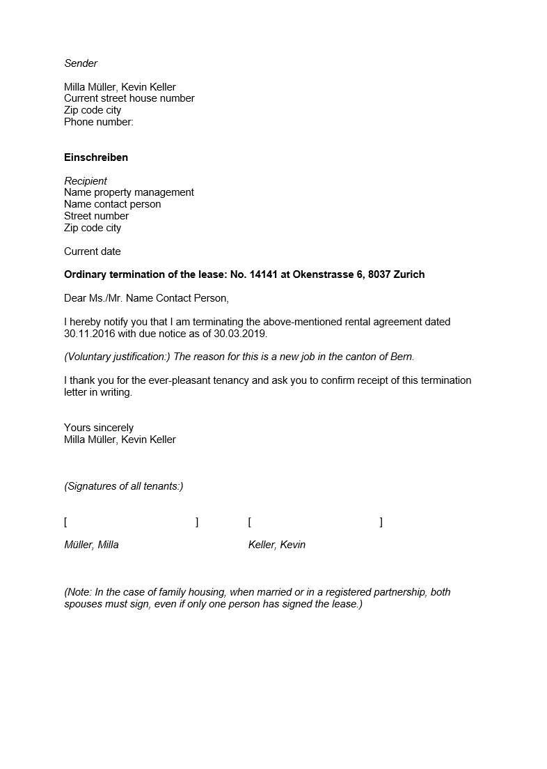 Sample Letter To Terminate Tenancy Agreement From Landlord 